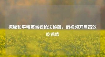 探秘和平精英省钱枪法秘籍，借视频开启高效吃鸡路