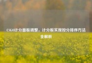 CSGO计分面板调整，计分板实现按分排序     全解析