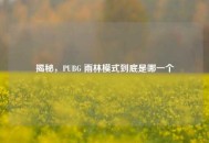 揭秘，PUBG 雨林模式到底是哪一个