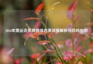 2016年奥运会奖牌榜排名表深度解析与百科知识