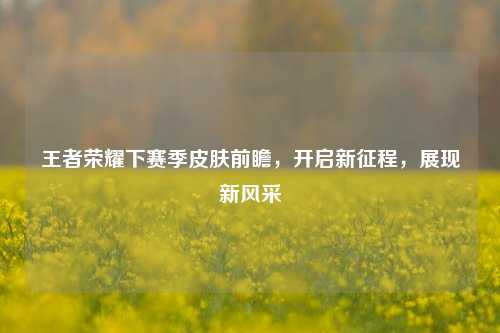 王者荣耀下赛季皮肤前瞻,开启新征程,展现新风采