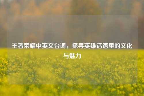王者荣耀中英文台词，探寻英雄话语里的文化与魅力