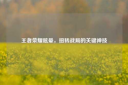 王者荣耀眩晕，扭转战局的关键神技