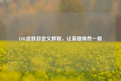 LOL皮肤自定义教程,让英雄焕然一新