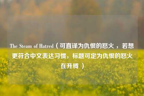 The Steam of Hatred（可直译为仇恨的怒火 ，若想更符合中文表达习惯，标题可定为仇恨的怒火在升腾 ）
