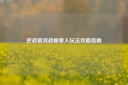 逆战银河战舰单人玩法攻略指南