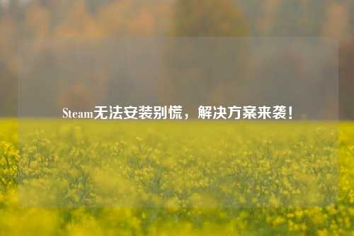 Steam无法安装别慌,解决方案来袭!