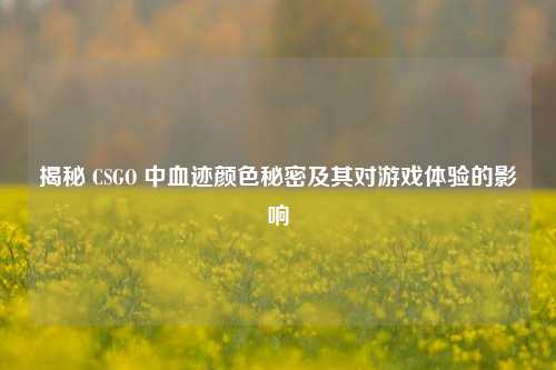 揭秘 CSGO 中血迹颜色秘密及其对游戏体验的影响