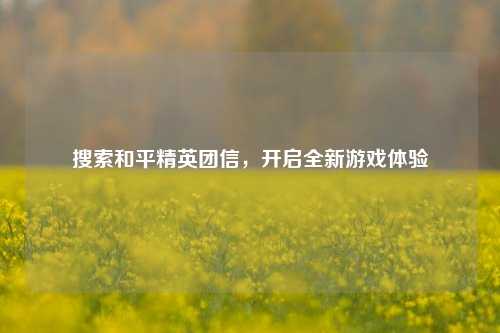 搜索和平精英团信，开启全新游戏体验