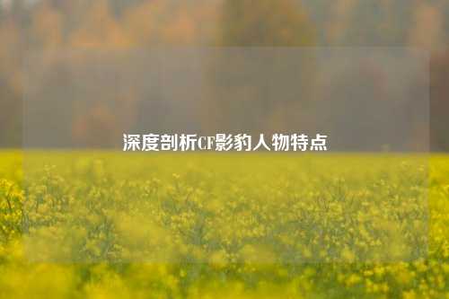 深度剖析CF影豹人物特点