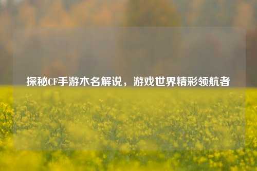 探秘CF手游木名解说，游戏世界精彩领航者