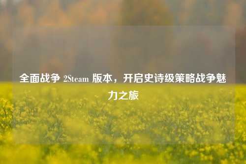 全面战争 2Steam 版本，开启史诗级策略战争魅力之旅