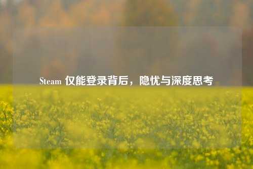 Steam 仅能登录背后,隐忧与深度思考