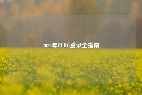 2022年PUBG登录全指南