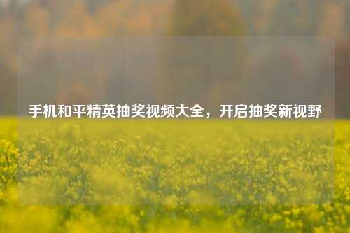 手机和平精英抽奖视频大全，开启抽奖新视野