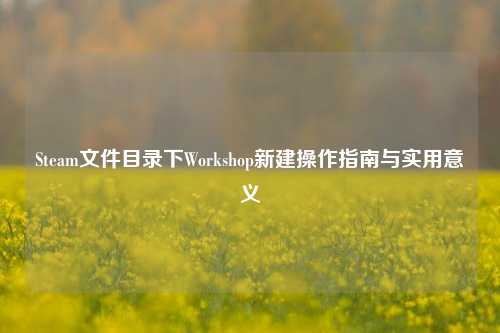 Steam文件目录下Workshop新建操作指南与实用意义