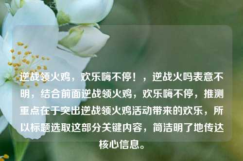 逆战领火鸡,欢乐嗨不停!,逆战火吗表意不明,结合前面逆战领火鸡,欢乐嗨不停,推测重点在于突出逆战领火鸡活动带来的欢乐,所以标题选取这部分关键内容,简洁明了地传达核心信息。