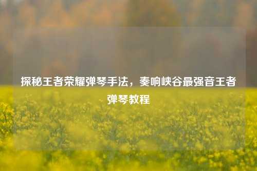 探秘王者荣耀弹琴手法,奏响峡谷最强音王者弹琴教程
