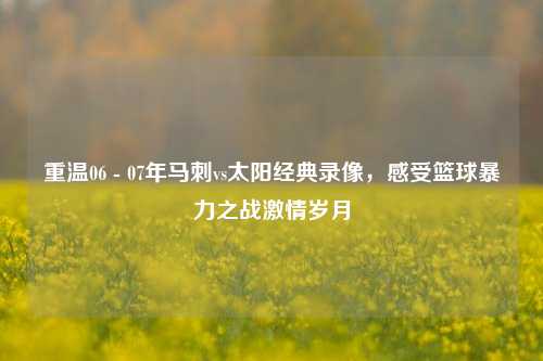 重温06 - 07年马刺vs太阳经典录像,感受篮球暴力之战***岁月