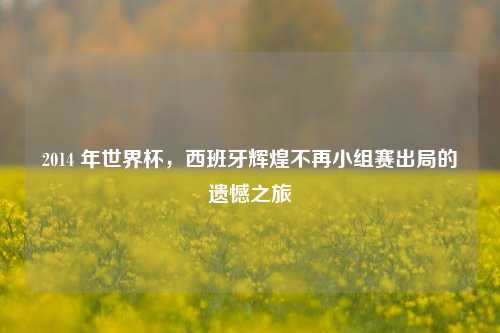 2014 年世界杯,西班牙辉煌不再小组赛出局的遗憾之旅