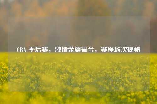CBA 季后赛,***荣耀舞台,赛程场次揭秘