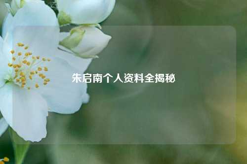 朱启南个人资料全揭秘